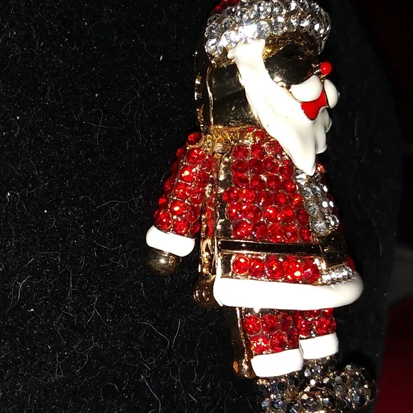 Red and White Crystal Santa Pendant Necklace with Movable Arms - Picture 2 of 5